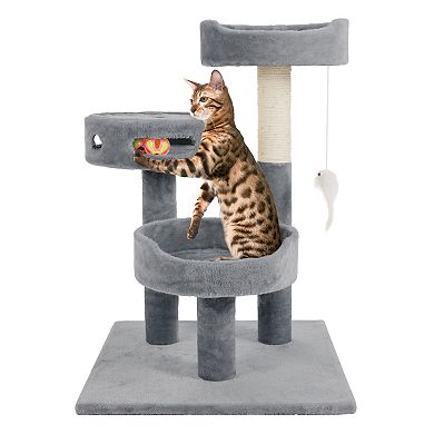 Pet Adobe 3-Tier Cat Tower & Interactive Toy