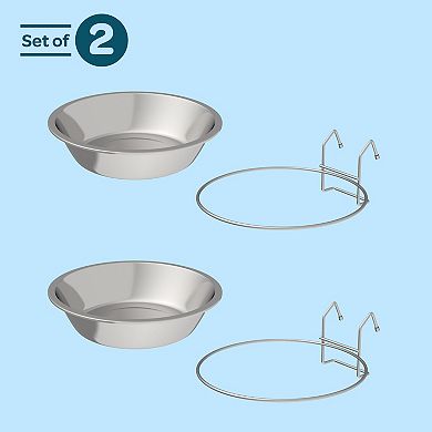 Pet Adobe Stainless Steel Hanging Bowls 2-pc. Set