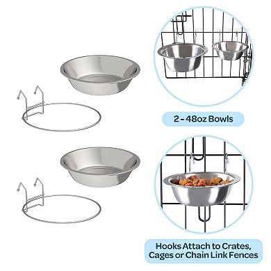 Pet Adobe Stainless Steel Hanging Bowls 2-pc. Set