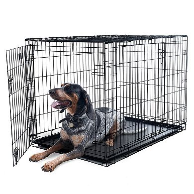 Pet Adobe Double Door Folding Metal Dog Crate 42-in.