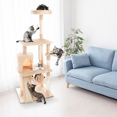 Pet Adobe 4-Tier Cat Tower & Kitty Condo