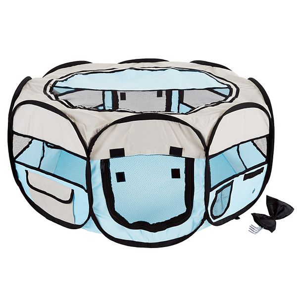 Pet Adobe Portable Pop-Up Play Pen-Indoor/Outdoor - Blue