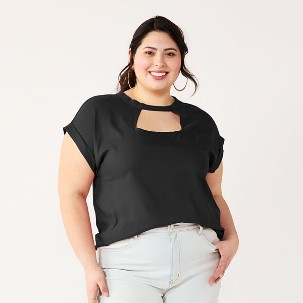 Juniors' Plus Size SO® Cutout Top