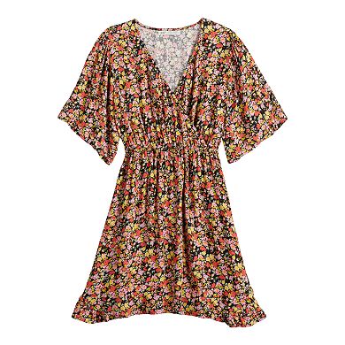Juniors' Rewind Kimono Sleeve Wrap Dress