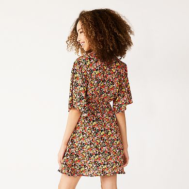Juniors' Rewind Kimono Sleeve Wrap Dress