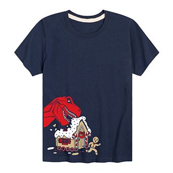 Boys 8-20 Dino Gingerbread House Graphic Tee