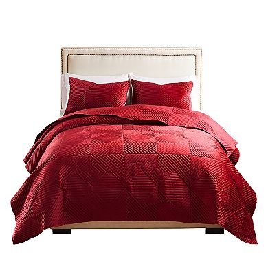 Greenland Home Fashions Riviera Velvet Quilt Set with Shams