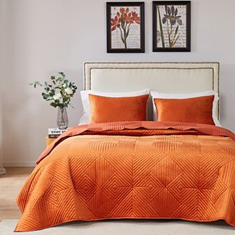 Greenland Home Fashions Riviera Velvet Quilt Set with Shams