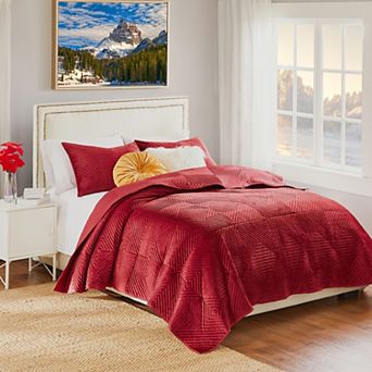 Greenland Home Fashions Riviera Velvet Quilt Set with Shams