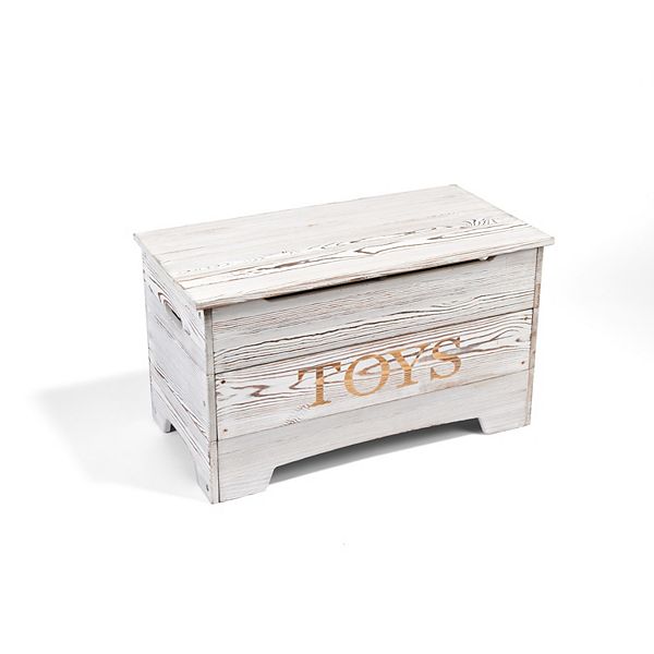 Badger Basket Solid Wood Rustic Toy Box Distressed White BrickSeek