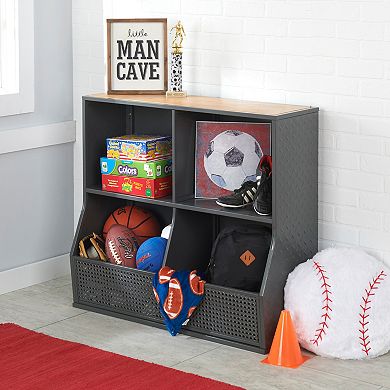 Badger Basket Metal & Bamboo Multi-Bin Storage Cubby