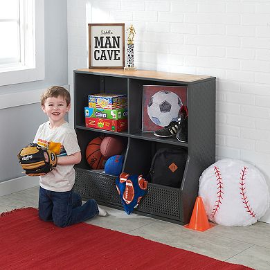 Badger Basket Metal & Bamboo Multi-Bin Storage Cubby