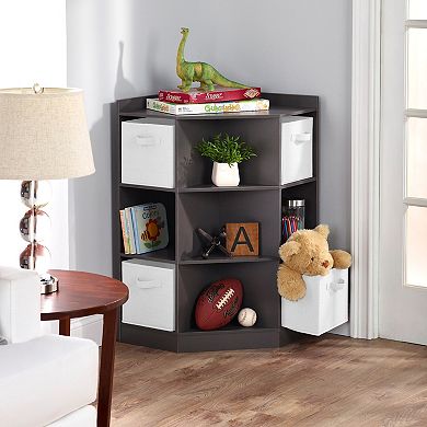 Badger Basket Corner Cubby Storage Unit with Four Reversible Baskets