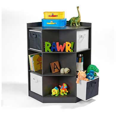 Badger Basket Corner Cubby Storage Unit with Four Reversible Baskets