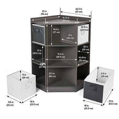 Badger Basket Corner Cubby Storage Unit with Four Reversible Baskets