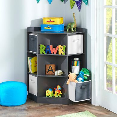 Badger Basket Corner Cubby Storage Unit with Four Reversible Baskets