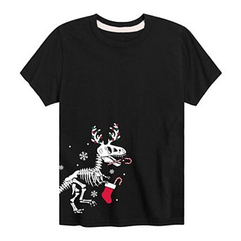 Boys 8-20 T Rex Christmas Skeleton Graphic Tee