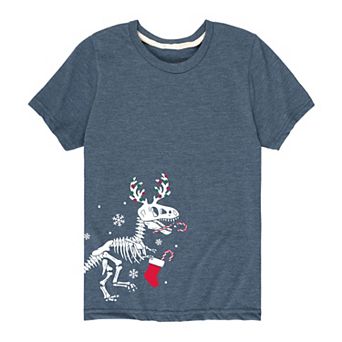 Boys 8-20 T Rex Christmas Skeleton Graphic Tee