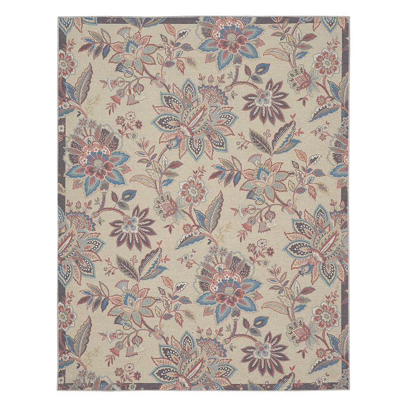 Waverly Washable Vines Area Rug, Beig/Green, 8X10 Ft