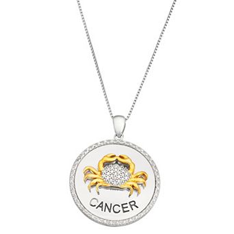Jewelexcess 1/6 Carat T.W. Diamond Two-Tone Sterling Silver Zodiac Pendant Necklace