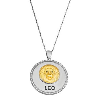 Jewelexcess 1/6 Carat T.W. Diamond Two-Tone Sterling Silver Zodiac Pendant Necklace