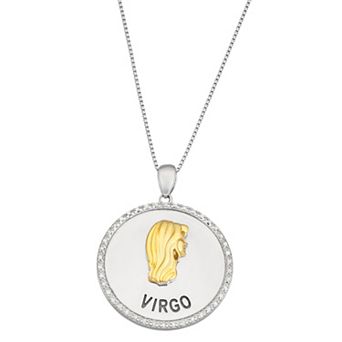 Jewelexcess 1/6 Carat T.W. Diamond Two-Tone Sterling Silver Zodiac Pendant Necklace