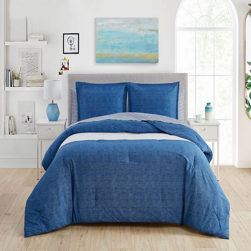 Poppy & Fritz Easton Comforter Set with Shams, Blue, Twin