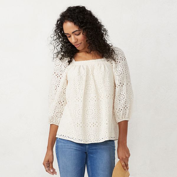 Women's LC Lauren Conrad Shirred Peasant Top