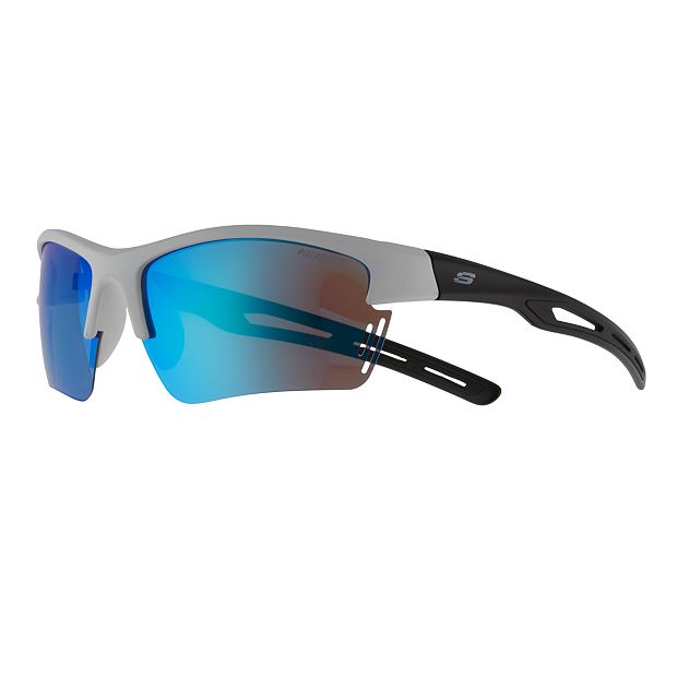 Skechers unisex 69mm Semi-Rimless Sport Wrap Polarized Sunglasses, White