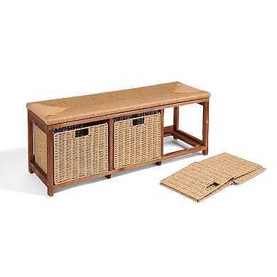 Badger Basket Storage Bench with Woven Top & Baskets