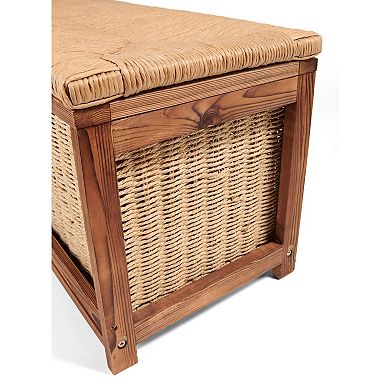 Badger Basket Storage Bench with Woven Top & Baskets