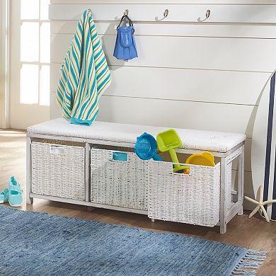 Badger Basket Storage Bench with Woven Top & Baskets