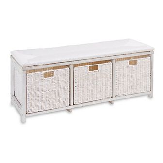 Badger Basket Storage Bench with Woven Top & Baskets