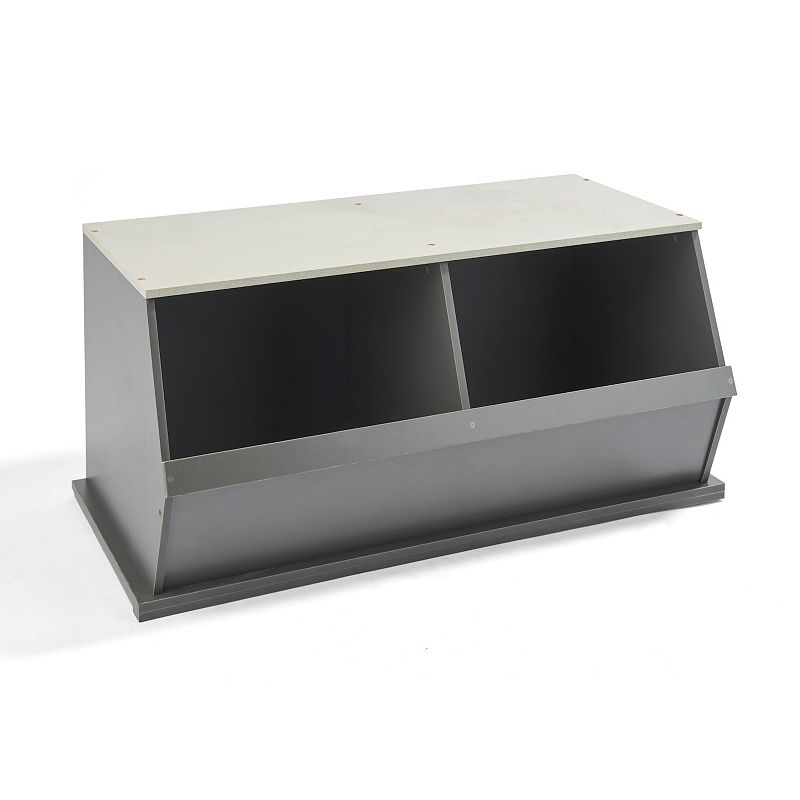Badger Basket Two Bin Stackable Storage Cubby, Grey