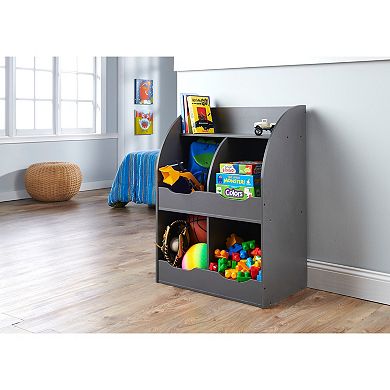 Badger Basket Four Bin Storage Cubby with Bookshelf