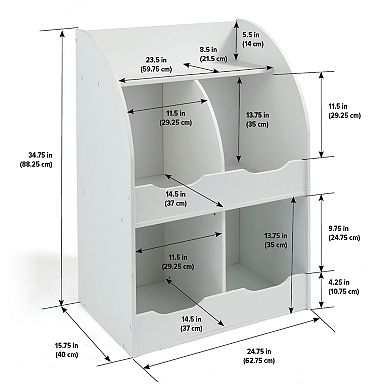 Badger Basket Four Bin Storage Cubby with Bookshelf