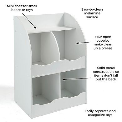 Badger Basket Four Bin Storage Cubby with Bookshelf