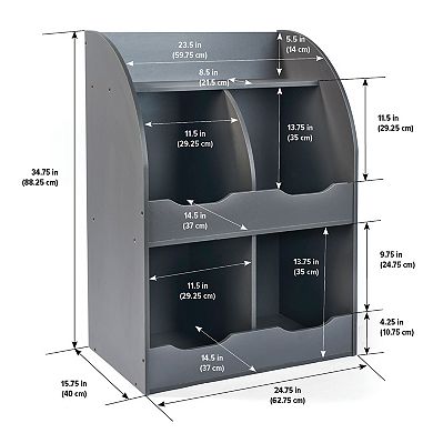 Badger Basket Four Bin Storage Cubby with Bookshelf