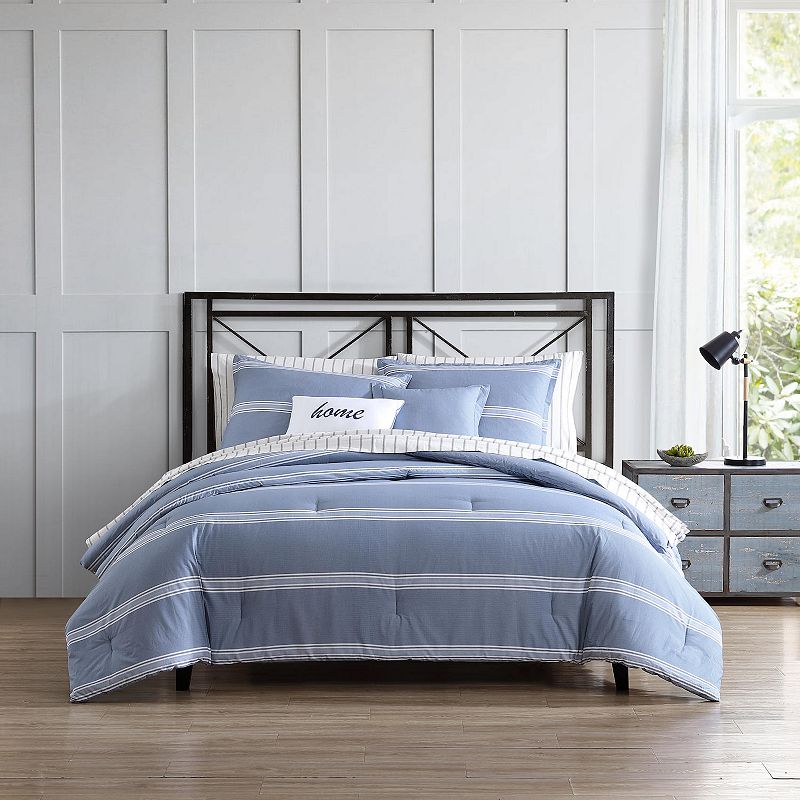 Stone Cottage Werner Stripe Comforter Set with Shams, Blue, King