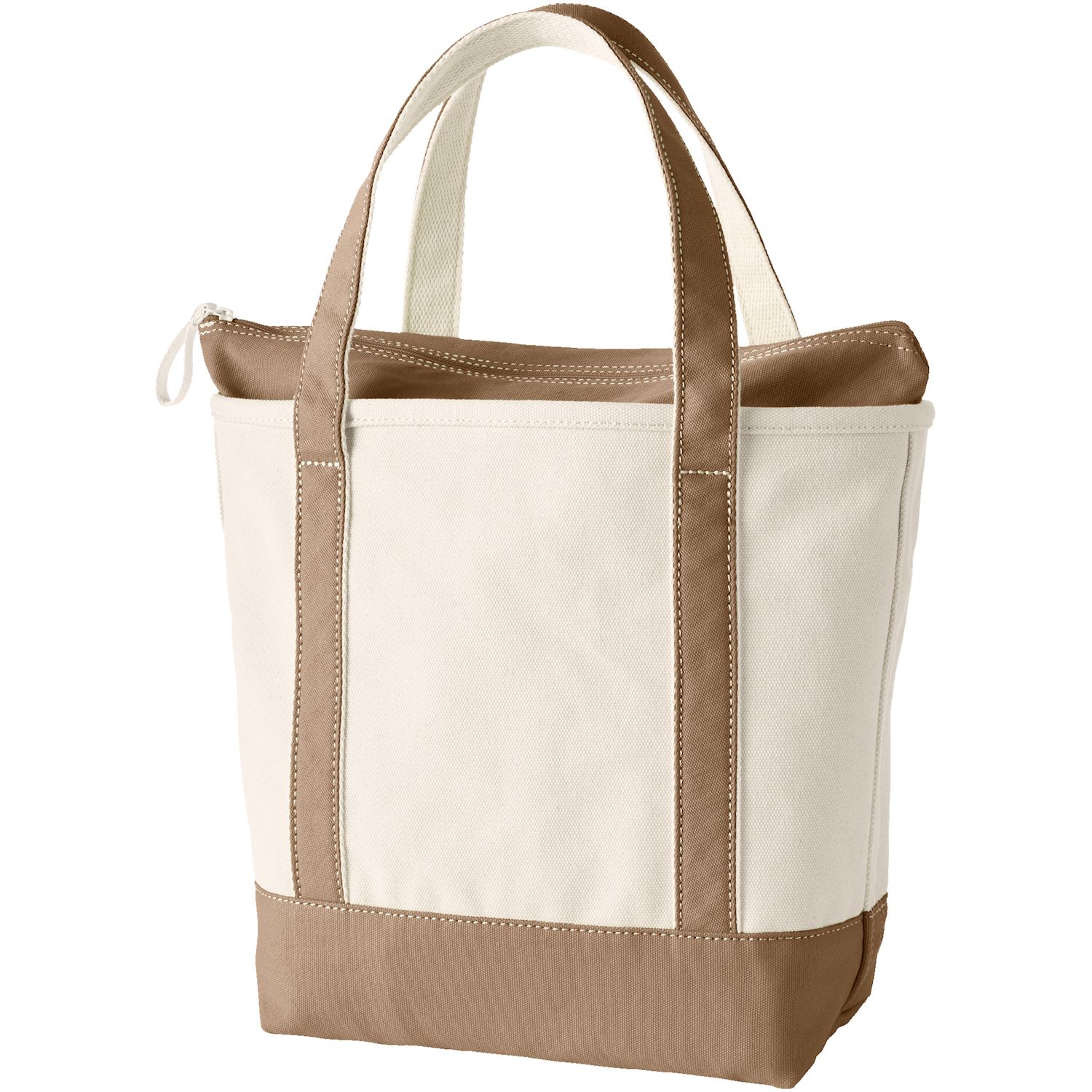 Lands' End Natural Zip Top Medium Canvas Tote Bag