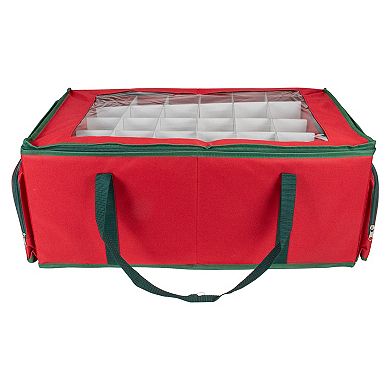 Northlight Red and Green Christmas Ornament Storage Bag with Removable Dividers