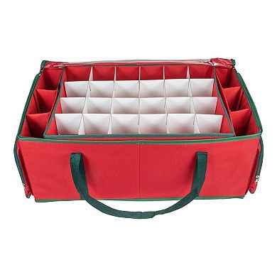 Northlight Red and Green Christmas Ornament Storage Bag with Removable Dividers