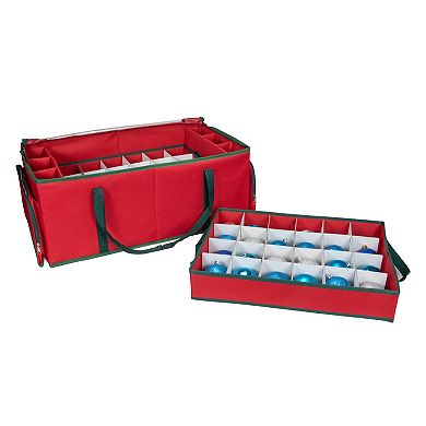 Northlight Red and Green Christmas Ornament Storage Bag with Removable Dividers