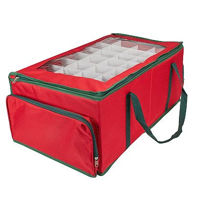 Northlight Red and Green Christmas Ornament Storage Bag with Removable Dividers