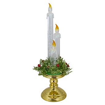 Northlight Lighted Water LED Candle on Gold Base with Berries