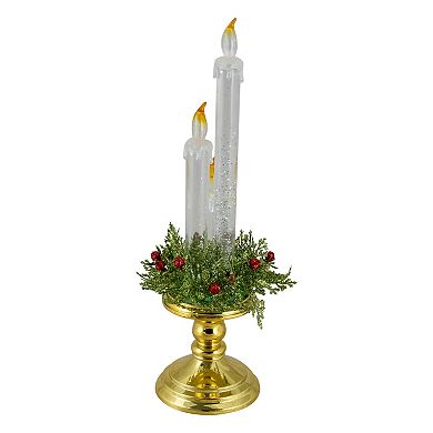 Northlight Lighted Water LED Candle on Gold Base with Berries