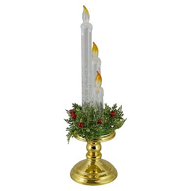 Northlight Lighted Water LED Candle on Gold Base with Berries