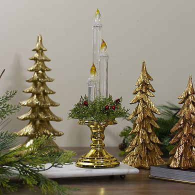 Northlight Lighted Water LED Candle on Gold Base with Berries