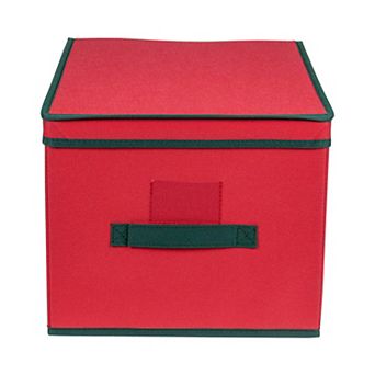 Northlight Red and Green Collapsible Christmas Decoration Storage Box with Handles
