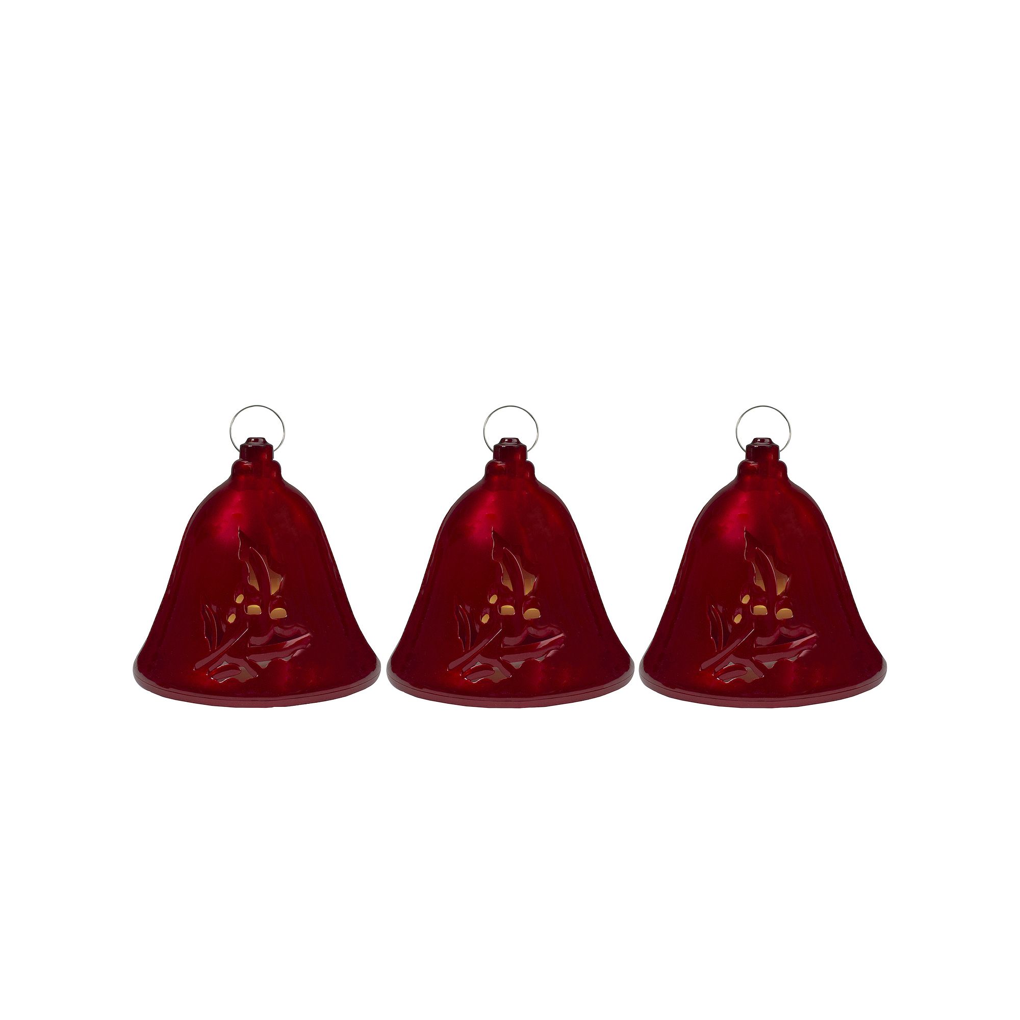 Northlight Set of 3 Musical Lit Red Christmas Bell Decorations